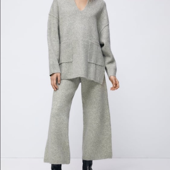 Zara Sweaters | Two Piece Zara Knit Set | Color: Gray | Size: M | Zara123456's Closet